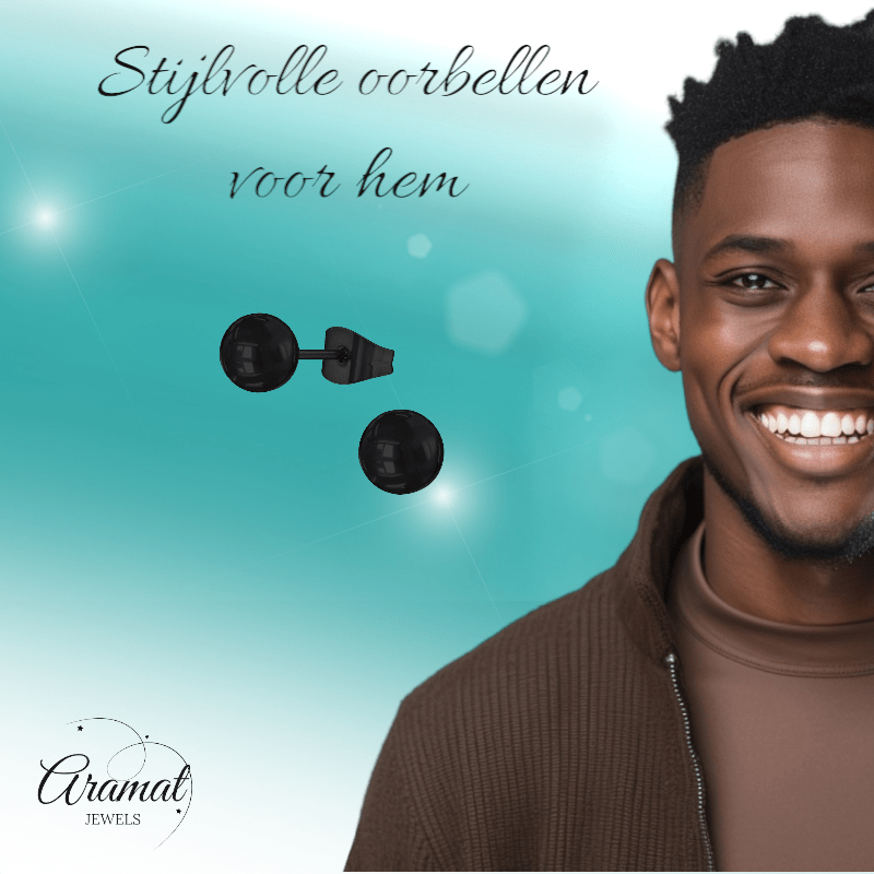 Zwarte Bolletjes Oorbellen 5mm - oor3765 - Oorbellen kopen# - 5mm - alles - bolletjes