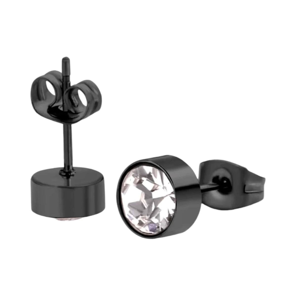 Zwarte Kristal Oorbellen Staal | 7mm - oor3752 - Oorbellen kopen# - 7mm - alles