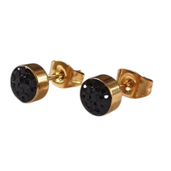 Zwarte kristallen oorstekers 6 mm – goudkleurig - oor3097 - Oorbellen kopen# - 6mm - alles - cadeau