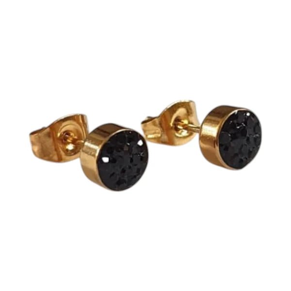 Zwarte kristallen oorstekers 6 mm – goudkleurig - oor3097 - Oorbellen kopen# - 6mm - alles - cadeau