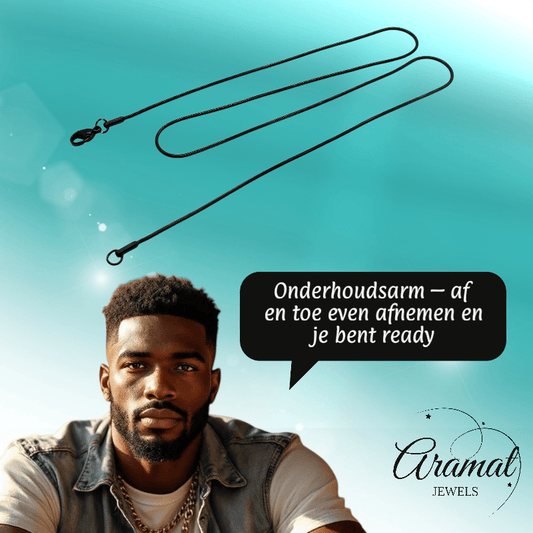 Zwarte Ronde Slangenketting Staal - Soepele Snake Chain Ketting - Aramat Jewels - RVS Sieraden - Halskettingen - cadeautip