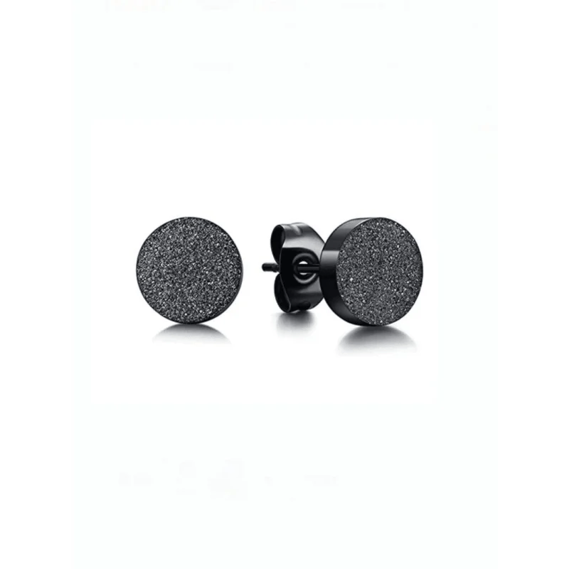 Zwarte RVS Oorstekers Sandblasted 6mm - Aramat Jewels - Oorbellen - cadeautip