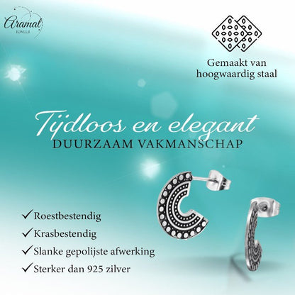 Zwarte Stalen Hoepel Oorbellen - Bali oorstekers - oor1628 - 31640 - Oorbellen kopen# - 15mm - alles