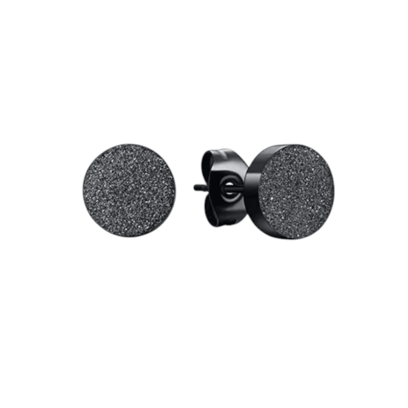 Zwarte Stalen Oorstekers Mat 8mm - Aramat Jewels - Oorbellen - cadeautip