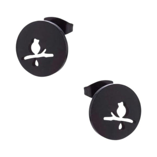 Zwarte Vogel Oorbellen RVS – 12mm – Dierenoorbellen voor Vrouwen - oor4210 - Oorbellen kopen# - 12mm - alles - cadeau