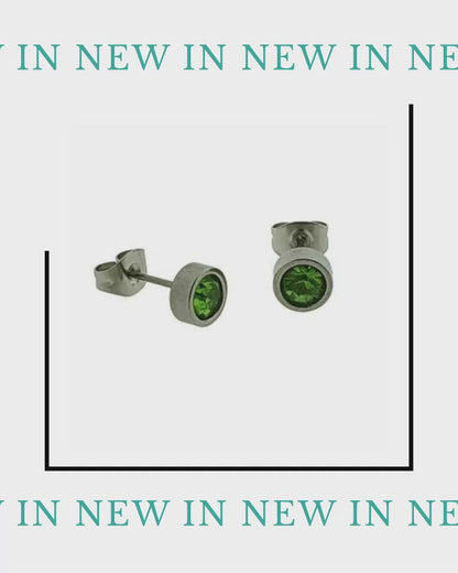 RVS Lichtgroene Kristal Oorbellen 6mm - Groene Zirkonia Studs