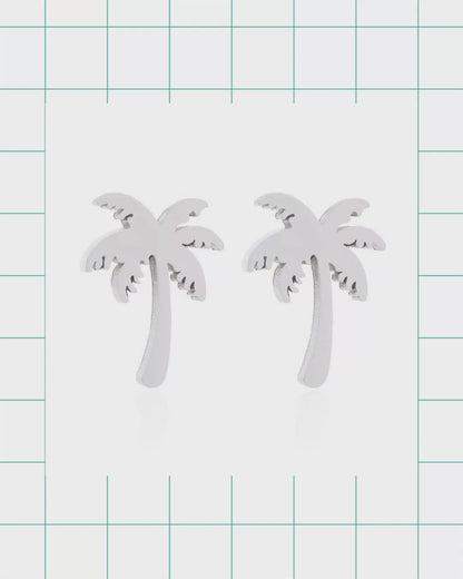 Boucles d'oreilles palmier en acier - Accessoire d'été