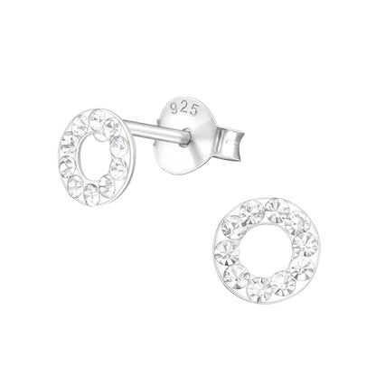 oor1871-16526-Zilveren Ronde Oorbellen Cirkel Kristal 5mm-Aramat Jewels 