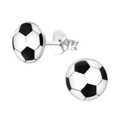 Zilveren Voetbal Oorbellen - Aramat Jewels® - Oorknopjes Met Emaille