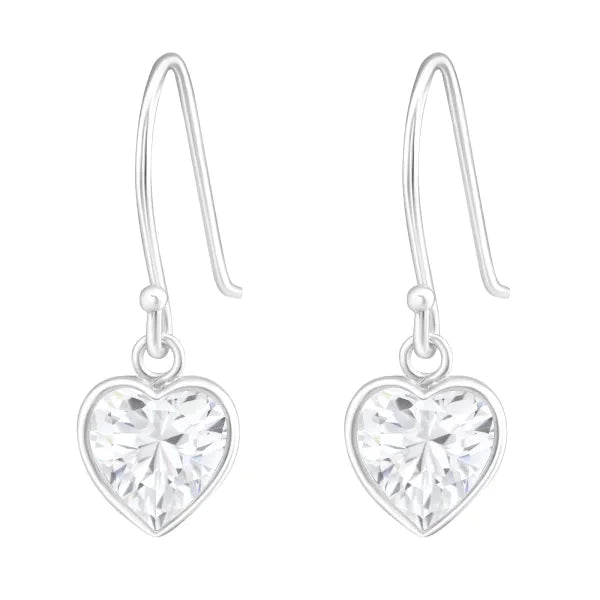 Zilveren Oorhangers-hart-zirkonia-kind Transparant 15mm alles elf925 Geen hanger hart kinderen Met_steen oorbellen oorhangers rood roze silver Soort sieraad_Oorhangers Soort sieraad_Oorringen transparant zilver zirkonia