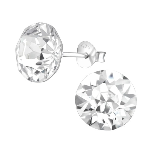 oor5286-22135-Ronde Zilveren Oorbellen Met Kristal 925 Zilver Transparant-Aramat Jewels 