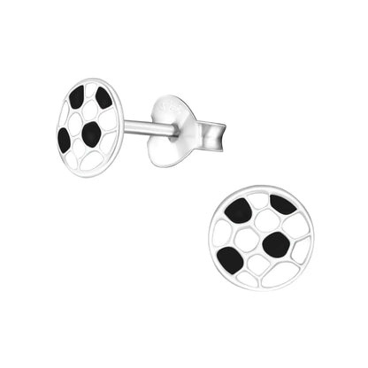 Zilveren Voetbal Oorbellen - Aramat Jewels® - Oorknopjes Met Emaille