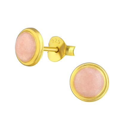 Zilveren Roze Shimmer Oorbellen goudkleur