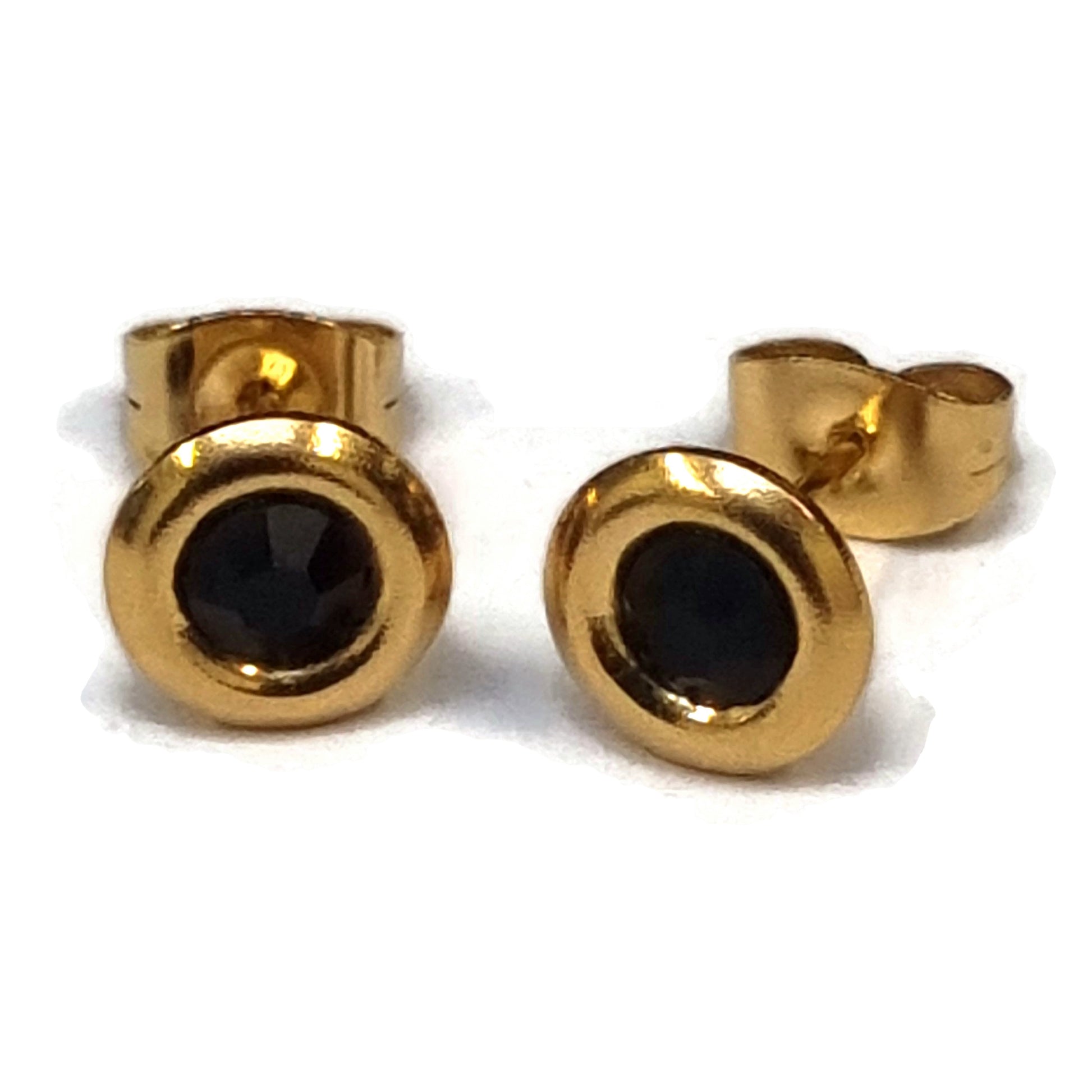 oor2104-XE40652-Aramat jewels® Ronde oorbellen - zwarte kristal - 8mm - Staal-Aramat Jewels 