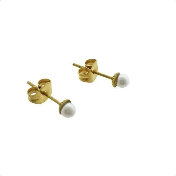Zweerknopjes Parel Oorbellen Wit Goudkleurig Chirurgisch bestellen? Aramat Jewels