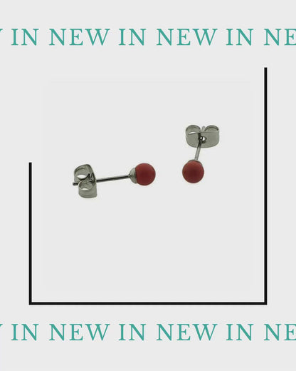 Red Ball Earrings made of Steel