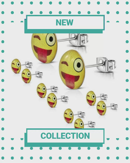 Happy Yellow Smiley Stud Earrings 9mm