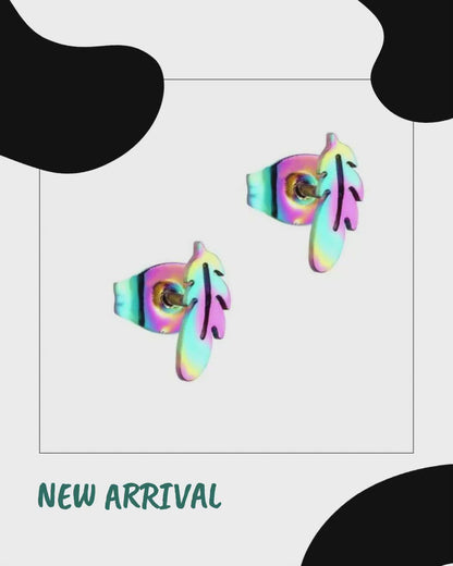 RVS Veertjes Oorbellen Diverse Kleuren 10-15mm - Veer Oorstekers