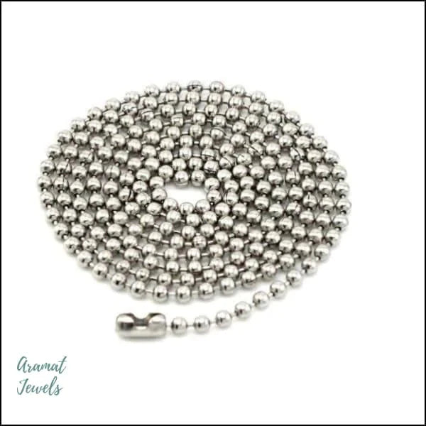 Stalen Bolletjes Halsketting 55cm 2mm 1.5mm 2.5mm 2mm 3mm 50cm 55cm 5mm 60cm 65cm 8720157042068 alles Aramat Jewels bolletjes chirurgisch staal Geen edelsteen Geen_Parel Geen_steen halskettingen heren jin ket728 Ketting zonder hanger Meerdere Maten Minimalistische ketting PVD Schakelketting Staal tekst uniseks unisex Volwassenen zilverkleurig Zonder_hanger Zonder_steen