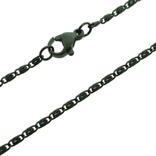 Stalen Griekse Schakelketting Zwart Zwart 50cm 2mm 2mm 50cm alles chirurgisch staal gedraaid griekse halskettingen heren Staal tekst uniseks unisex Volwassenen Zwart