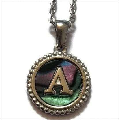 Halskettingen Stalen Letter Ketting Initiaal Abalone Zilverkleur 45cm Aramat Jewels 