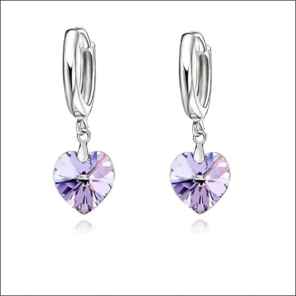Zilveren Oorringetjes Met Kristallen Hartje Lila 12mm alles blauw dames donker_blauw factory-outlet Geen oormodel Geen_Parel hart kinderen kristal lila Meerdere Varianten Met_hanger Met_steen nakijken Nieuw oorbellen oorringen oorringetjes saffier_blauw silver Soort sieraad_Oorringen Volwassenen zilver