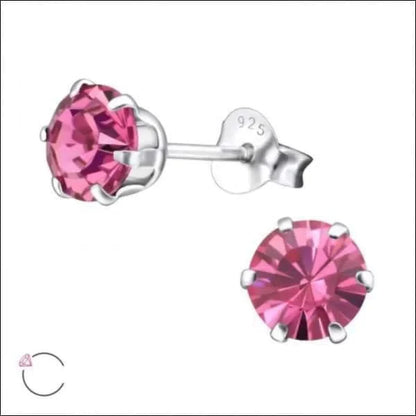 Oorknoppen Sterling Zilver 6mm Kristal 6mm alles dames elf925 Geen hanger Geen oormodel Geen_Parel kinderen kristal Met_steen oorbellen plastick roze silver Soort sieraad_Oorbellen Volwassenen zilver