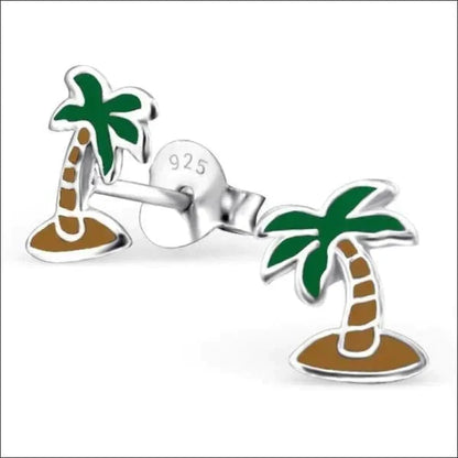 Zilveren Oorbellen Palmboom Emaille-8x6mm 8mm 9mm alles dames elf925 emaille Geen hanger Geen oormodel Geen_Parel kinderen Meerdere Varianten oorbellen silver Soort sieraad_Oorbellen Volwassenen zilver zilverkleurig