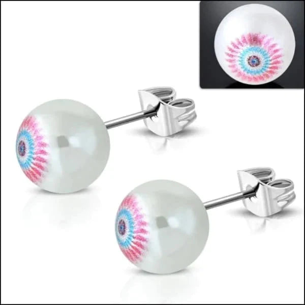 Stalen Parel Oorbellen 9.5mm- Rond 10mm 9.5mm alles bloem chirurgisch staal dames Doodshoofd doodskop Geen hanger Meerdere Varianten oorbellen oormodel parel Piratenhoofd PVD Rond roze Skull Soort sieraad_Oorbellen Spiraal Regenboog Staal ster Sterren Regenboog Sterretjes Regenboog Tribal Video Volwassenen Vredesteken wit zweerknopjes