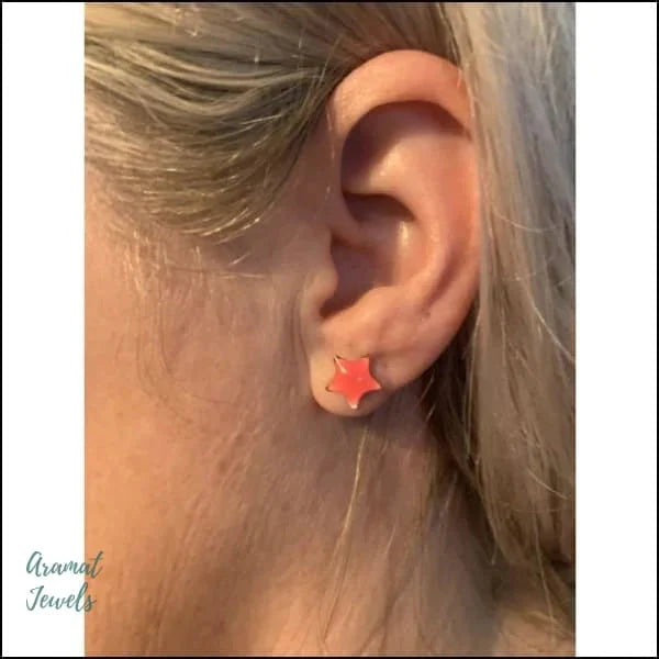 Vrolijke Stalen Oorbellen Ster- 8720157020035 9mm 9mm / Creme 9mm / Geel 9mm / Licht Groen 9mm / Oranje 9mm / Roze alles Apparel & Accessories > Jewelry > Earrings Aramat Jewels chirurgisch staal dames emaille geel Geen hanger groen kinderen Licht Groen Meerdere kleuren Met_steen oor2628-tte182 oorbellen oormodel oranje PVD roze Staal ster Volwassenen zilverkleurig zweerknopjes