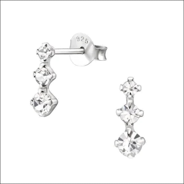 Zilveren bar Oorbellen 3 Steentjes 3mm 8720157002437 8mm alles Aramat Jewels dames elf925 Geen hanger Geen oormodel kinderen kristal Met_steen oor990 oorbellen plastick silver Soort sieraad_Oorbellen transparant Volwassenen zilver