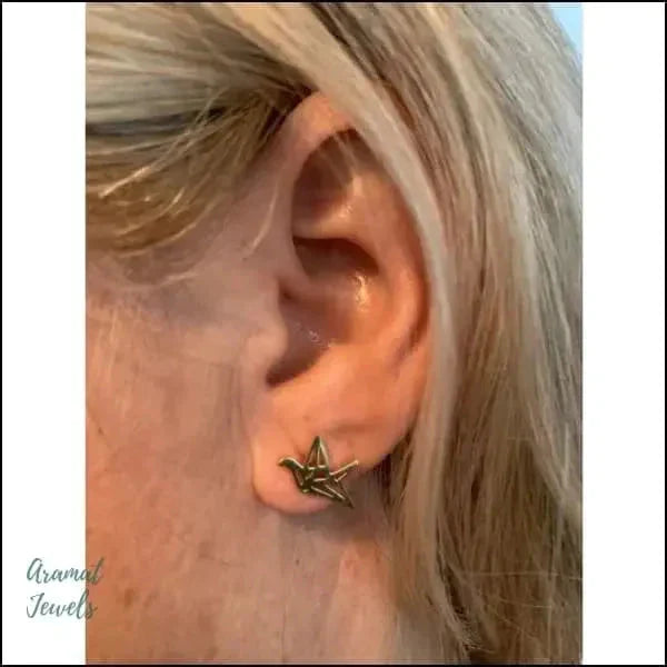 Oorbellen Zweerknopjes Origami Vogel Staal 9mm alles Aramat Jewels chirurgisch staal dames dier Geen edelsteen Geen hanger Goud kleur goudkleurig kinderen Meerdere kleuren Nieuw oorbellen oormodel PVD rosékleurig smjell Staal Video Volwassenen zilverkleurig zonder steen Zonder_steen zwart zweerknopjes