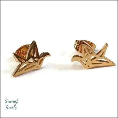 Oorbellen Zweerknopjes Origami Vogel Staal 9mm alles Aramat Jewels chirurgisch staal dames dier Geen edelsteen Geen hanger Goud kleur goudkleurig kinderen Meerdere kleuren Nieuw oorbellen oormodel PVD rosékleurig smjell Staal Video Volwassenen zilverkleurig zonder steen Zonder_steen zwart zweerknopjes