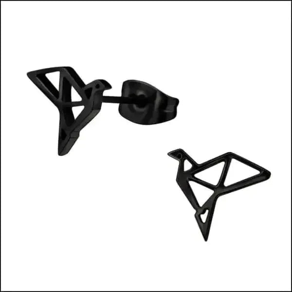 Oorbellen Zweerknopjes Origami Vogel Staal Zwart 9mm alles Aramat Jewels chirurgisch staal dames dier Geen edelsteen Geen hanger Goud kleur goudkleurig kinderen Meerdere kleuren Nieuw oorbellen oormodel PVD rosékleurig smjell Staal Video Volwassenen zilverkleurig zonder steen Zonder_steen zwart zweerknopjes