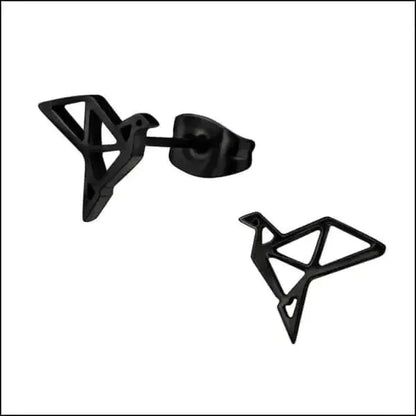 Oorbellen Zweerknopjes Origami Vogel Staal Zwart 9mm alles Aramat Jewels chirurgisch staal dames dier Geen edelsteen Geen hanger Goud kleur goudkleurig kinderen Meerdere kleuren Nieuw oorbellen oormodel PVD rosékleurig smjell Staal Video Volwassenen zilverkleurig zonder steen Zonder_steen zwart zweerknopjes
