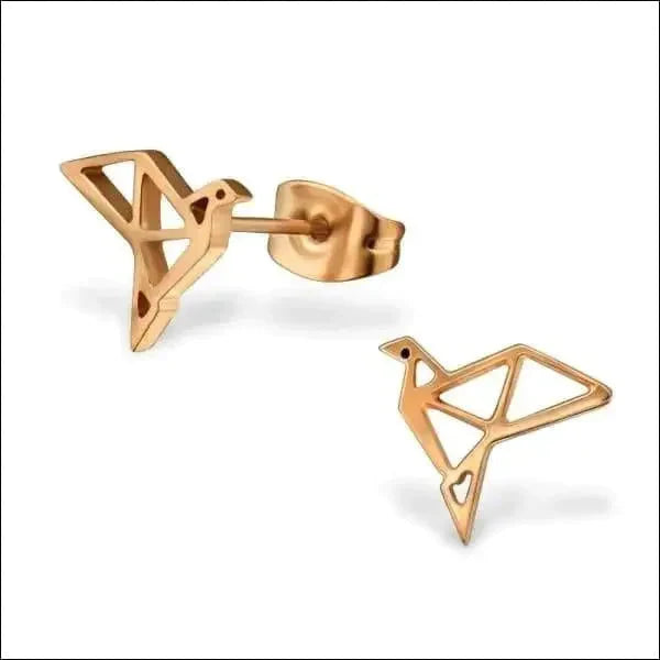 Oorbellen Zweerknopjes Origami Vogel Staal Rosékleurig 9mm alles Aramat Jewels chirurgisch staal dames dier Geen edelsteen Geen hanger Goud kleur goudkleurig kinderen Meerdere kleuren Nieuw oorbellen oormodel PVD rosékleurig smjell Staal Video Volwassenen zilverkleurig zonder steen Zonder_steen zwart zweerknopjes