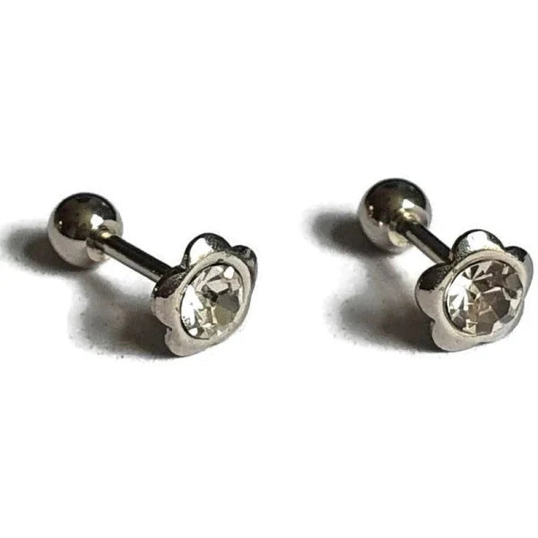 Helixpiercing Tragus Piercing Met Steentje 6mm 1.2mm 1.2mm 6mm alles Barbell bloem chirurgisch staal dames Helix helixpiercings jin kristal Met_steen nakijken Oor piercing Piercings PVD Staal tekst transparant uniseks Volwassenen zilverkleurig