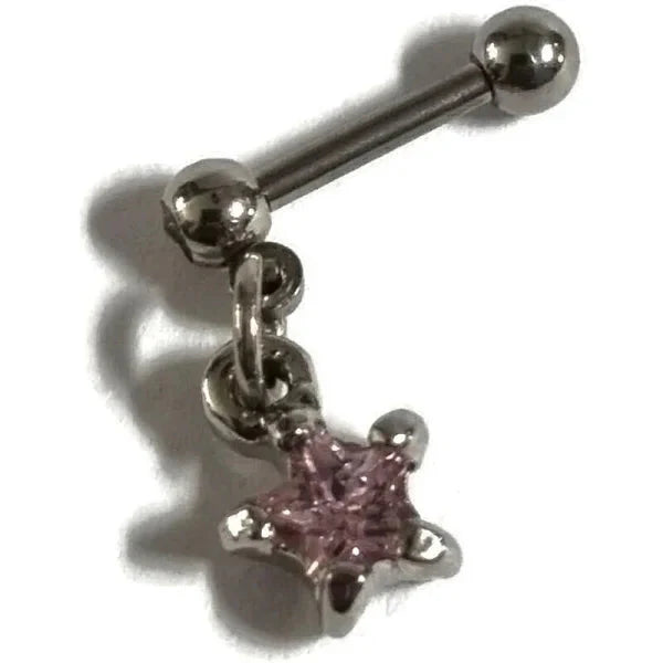 Helixpiercing Traguspiercing Ster Roze 1.2mm 6mm 8mm alles Barbell chirurgisch staal dames Helix helixpiercings nakijken Oor piercing Piercings PVD roze Staal ster Stud tekst Tragus traguspiercings Volwassenen Wenkbrauw wenkbrauwpiercings zirkonia