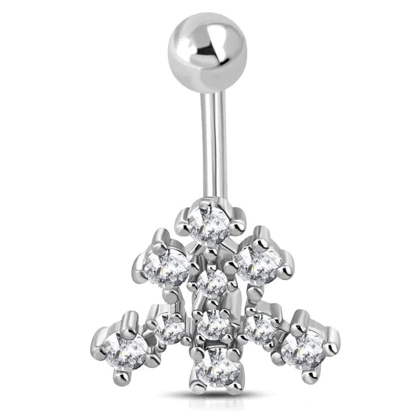 Chirurgisch Stalen Navelpiercing Driehoek Transparant 1.6mm 10mm alles Aramat Jewels chirurgisch staal dames driehoek nakijken Navel Navelpiercing zonder hanger navelpiercings piercing Piercings PVD Staal transparant Volwassenen zilverkleurig zirkonia Zonder_hanger