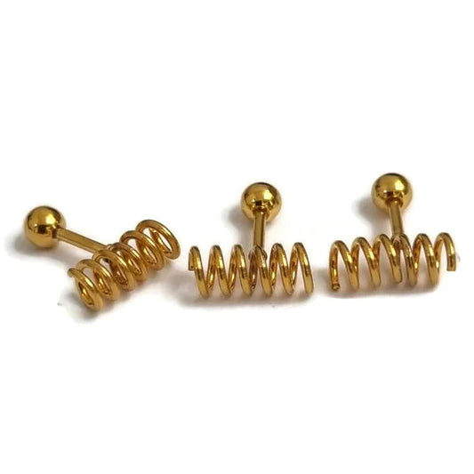 Helixpiercing Spiraal Goud Kleur 1.2mm 6mm alles Barbell chirurgisch staal dames fantasie goudkleurig Helix helixpiercings jin nakijken Oor piercing Piercings PVD spiraal Staal Stud tekst Volwassenen Zonder_steen