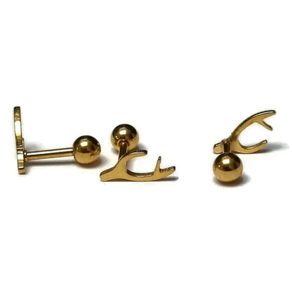 Helixpiercing Takje Goudkleurig Chirurgisch Staal 1.2mm 6mm alles Barbell blad chirurgisch staal dames fantasie goudkleurig Helix helixpiercings jin nakijken natuur Oor piercing Piercings PVD Staal tekst Tragus traguspiercings Volwassenen Zonder_steen