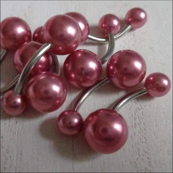 Navelpiercing Parel Donker Roze 1.6mm 10mm alles chirurgisch staal Geen hanger Geen_Parel Navel Navelpiercing zonder hanger navelpiercings parel piercing Piercings PVD roze Staal Volwassenen zilverkleurig Zonder_hanger