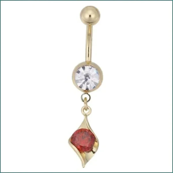 Navelpiercing Druppel Goudkleurig Rood Chirurgisch Staal 1.6mm 10mm alles chirurgisch staal dames druppel Geen hanger goudkleurig Met_hanger Navel Navelpiercing met hanger navelpiercings piercing Piercings PVD rood Staal transparant Volwassenen zirkonia