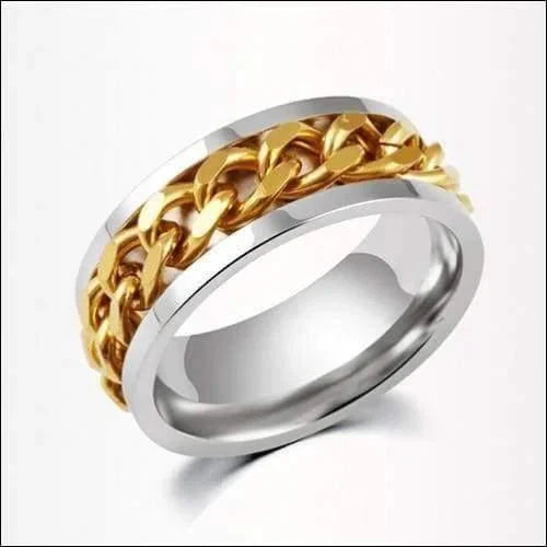 Een Gouden En Zilveren Ring Met Een Ketting