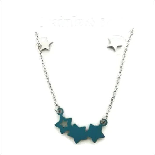 Sieradenset Oorbellen En Ketting Sterren Staal Dames 47cm 47cm 8720157006961 alles Aramat Jewels chirurgisch staal dames Geen_steen Ketting(en) met oorbel(len) Met_hanger nakijken PVD set5 sieradensets Staal ster Sterretje Volwassenen zilverkleurig