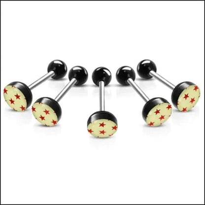 Chirurgisch Stalen Logo Tongpiercing Sterretjes-Rood 1.6mm 16mm 7mm acryl alles Aramat Jewels Barbell chirurgisch staal Meerdere Varianten multikleurig Piercings PVD Staal Tong tongpiercings Volwassenen zwart