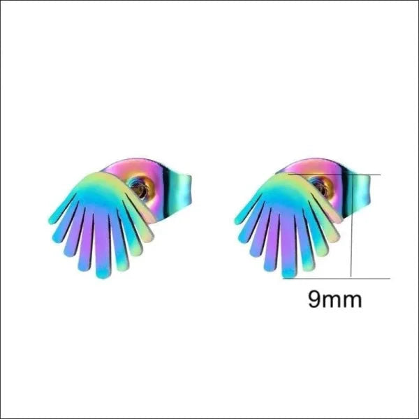 Een Paar Regenboogkleurige Handschoenen Oorbellen