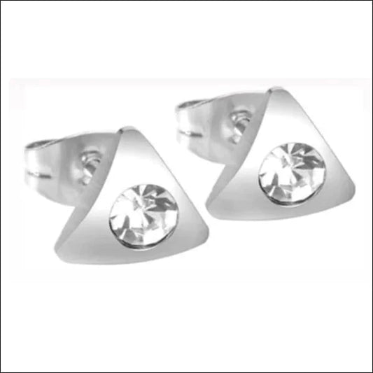 Een Paar Zilveren Oorbellen Met Een Diamant